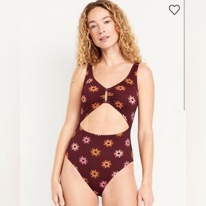 Old Navy Textured Cut-Out Floral Sunshine Beachy BoHo One-Piece Swimsuit S